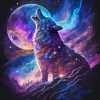 Galaxy Wolf Animal Howling Paint By Numbers