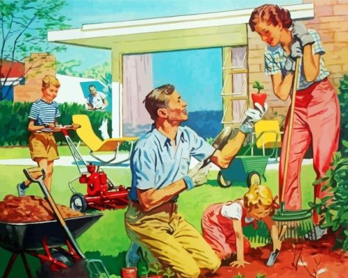 1950s American Family Paint By Numbers