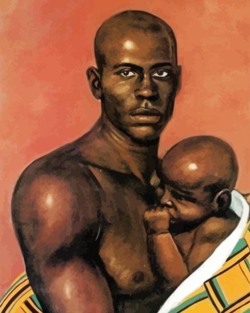 African Father and Child Paint By Numbers
