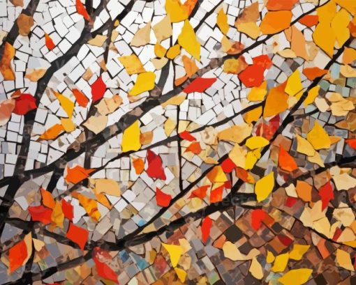 Autumn Mosaic Tree Paint By Numbers