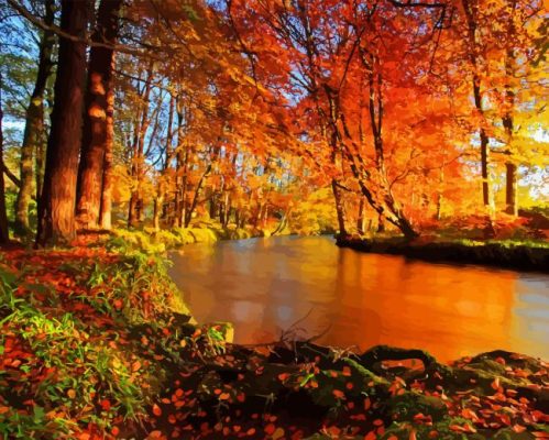 Autumn Forest River Paint By Numbers