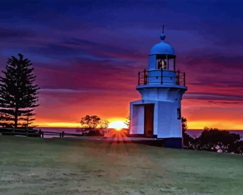 Ballina Lighthouse Sunset Paint By Numbers