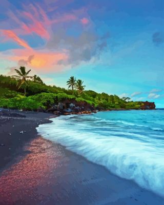 Black Sand Beach Paint By Numbers