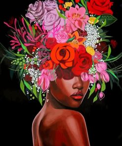 Black Woman and Flowers Paint By Numbers