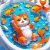 Cat And Fish In Bathtub Paint By Numbers