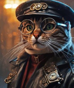 Cat In Pilots Hat Paint By Numbers