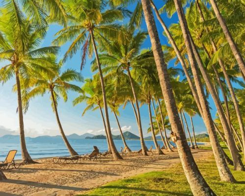 Coconut Tree On Beach Paint By Numbers