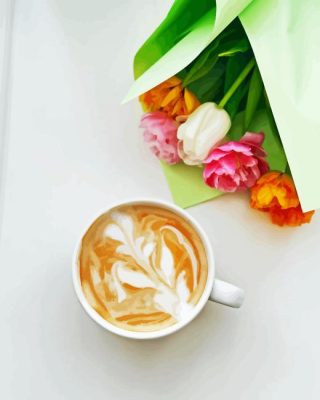 Coffee And Flowers Paint By Numbers