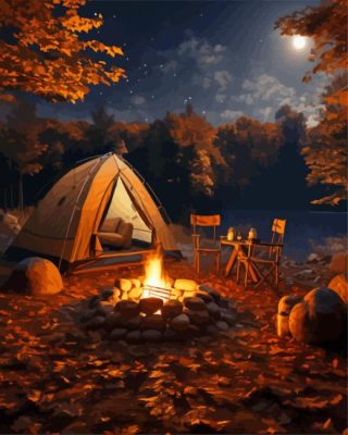 Fall Camping Paint By Numbers