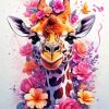 Floral Giraffe Paint by Numbers