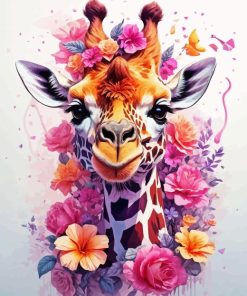 Floral Giraffe Paint by Numbers