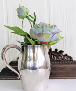Flowers In A Silver Pitcher Paint By Numbers