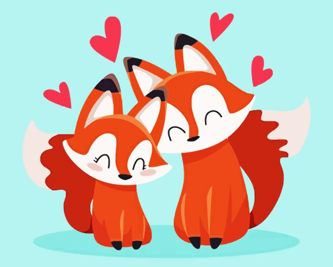 Fox Couple In Love Paint By Numbers