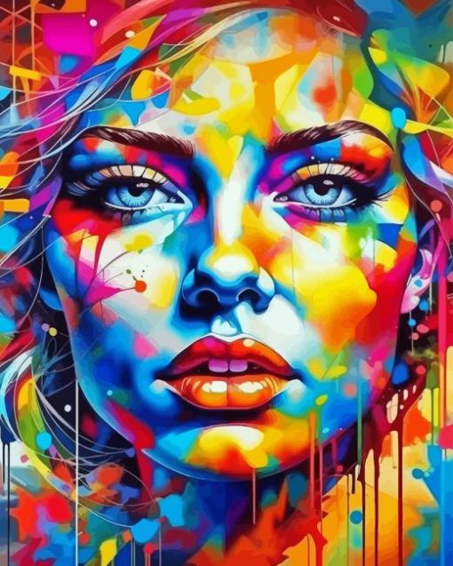 Girl Face Colorful Paint By Numbers
