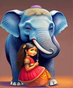 Girl Hugging Elephant Paint By Numbers