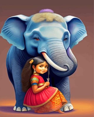 Girl Hugging Elephant Paint By Numbers