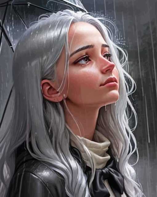 Girl White Hair Paint By Numbers