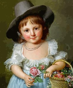Girl With Flowers Basket Paint By Numbers