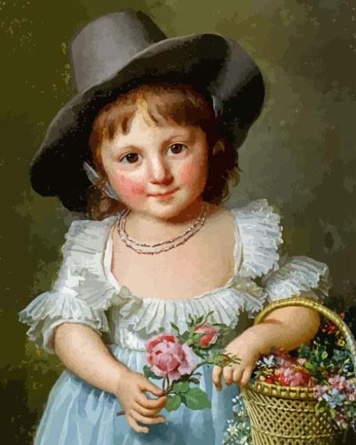 Girl With Flowers Basket Paint By Numbers