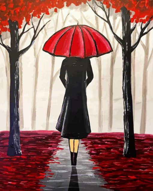 Girl With Red Umbrella Paint By Numbers