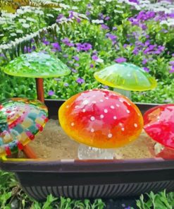 Glass Mushrooms Paint By Numbers