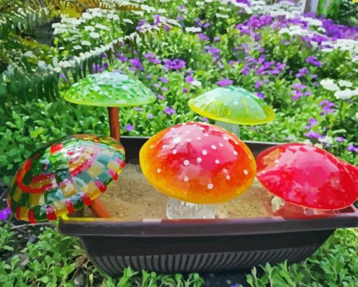 Glass Mushrooms Paint By Numbers