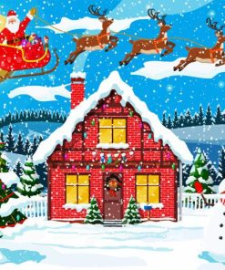 House With Snowman Paint By Numbers