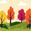 Illustration Fall Trees Paint By Numbers