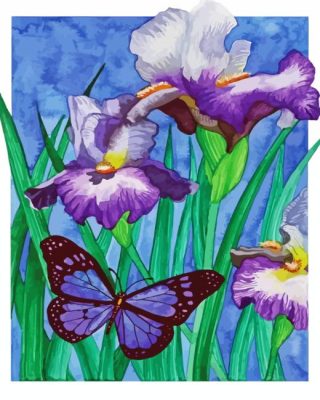 Irises and Butterflies Paint By Numbers