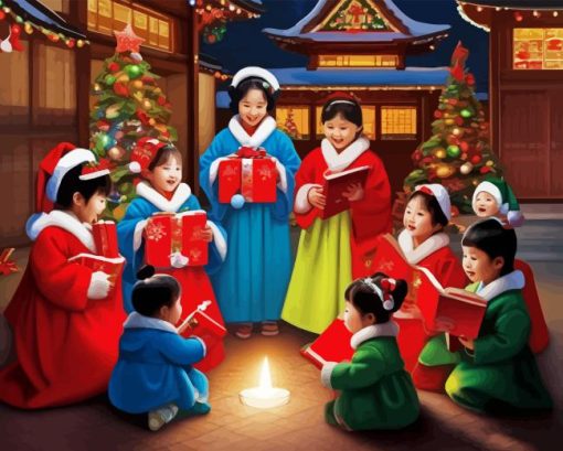 Korean Christmas Children Paint By Numbers