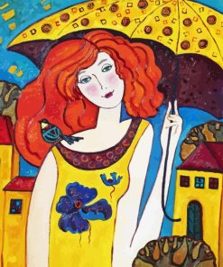 Lady With Umbrella Art Paint By Numbers