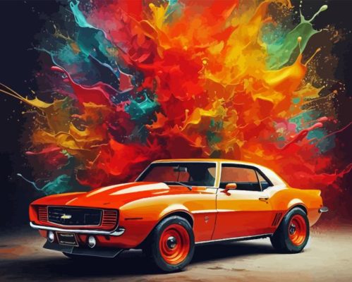 Orange Camaro Paint By Numbers