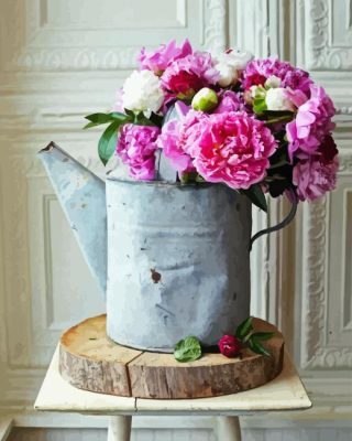 Peonies In Vase Paint By Numbers