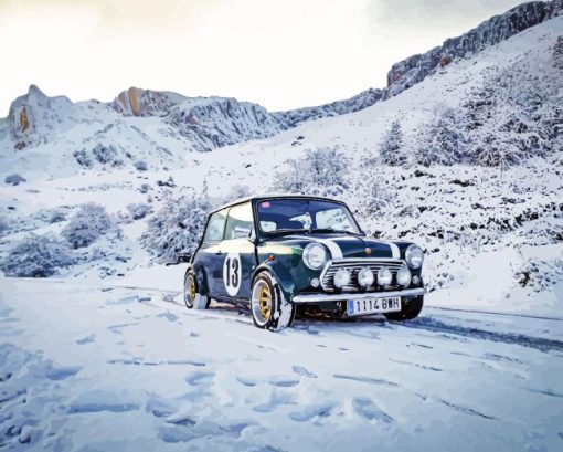 Rally Car In Snow Paint By Numbers