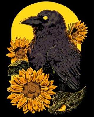 Raven Sunflower Paint By Numbers