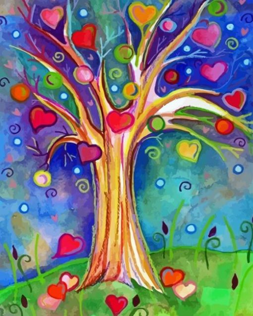 Tree Hearts Paint By Numbers