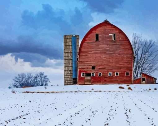 Barn With Silo Paint By Numbers