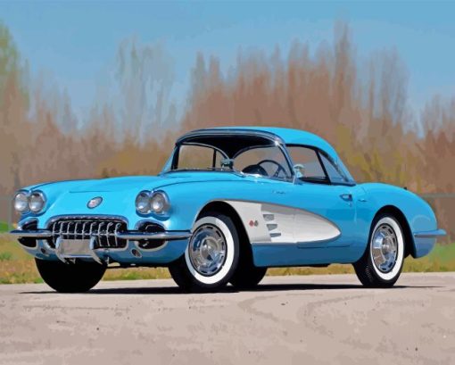 Blue 1960 Corvette Paint By Numbers