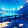 Blue Anime Landscape Paint By Numbers