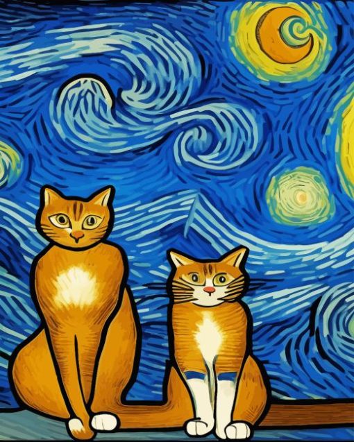 Cat Starry Night Paint By Numbers
