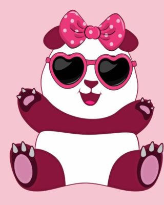 Cute Pink Panda Paint By Numbers