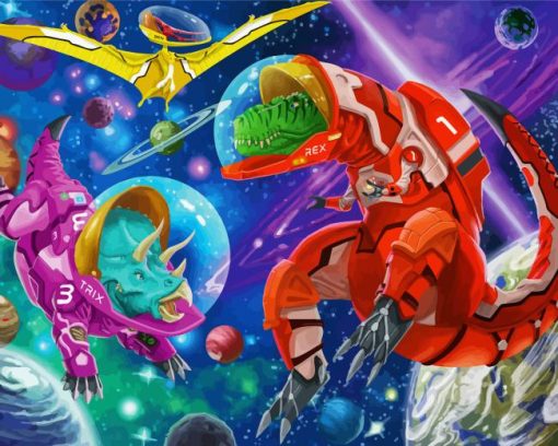 Dinosaur Astronaut In Space Paint By Numbers