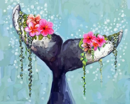 Floral Whale Tail Paint By Numbers