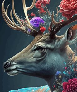 Floral Antlers Paint By Numbers