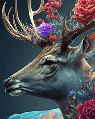 Floral Antlers Paint By Numbers