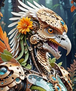 Flowering Steampunk Eagle Paint By Numbers