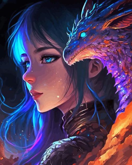 Girl And Dragon Paint By Numbers