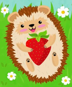 Hedgehog and Strawberries Paint By Numbers