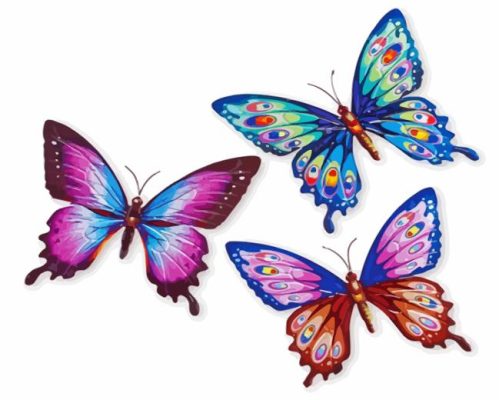 Three Butterflies Paint By Numbers