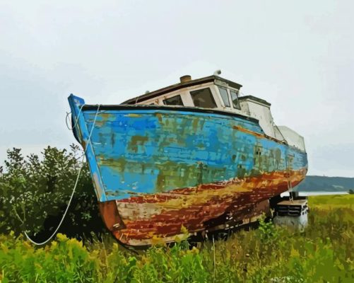 Abandoned Fishing Boat Paint By Numbers